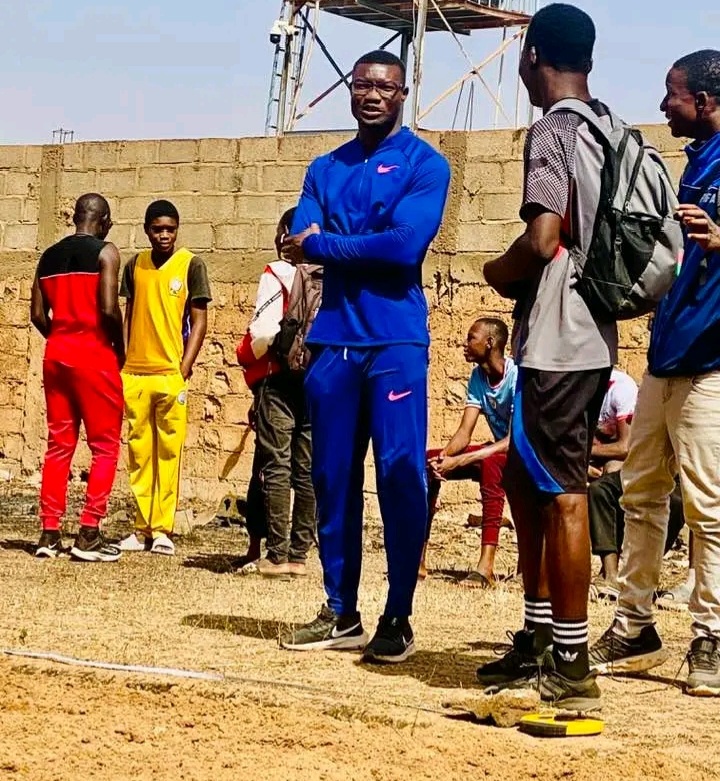 An athletics talent-identification trial under the watchful eye of Hugues Fabrice Zango.