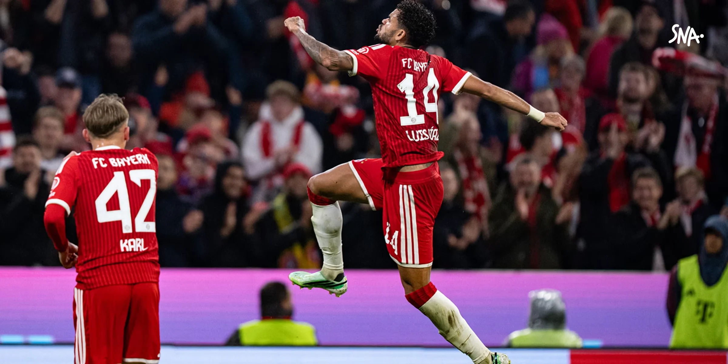 Luis Díaz celebrates his hat-trick against Leipzig in Munich on October 17, 2026.