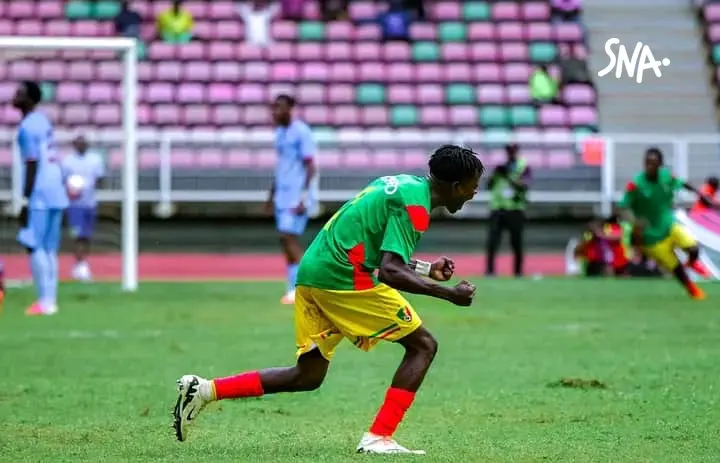 A player celebrates on the pitch, photo supplied for the Congo–DR Congo U20 report