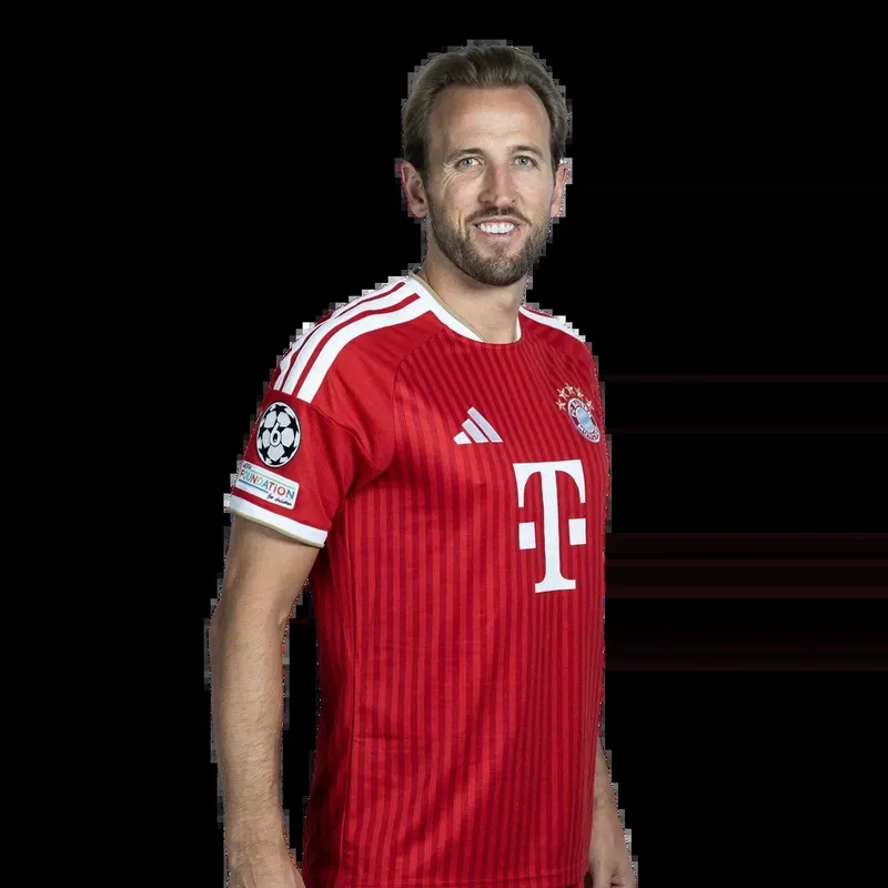 Harry Kane dans le maillot du Bayern Munich, portrait officiel.