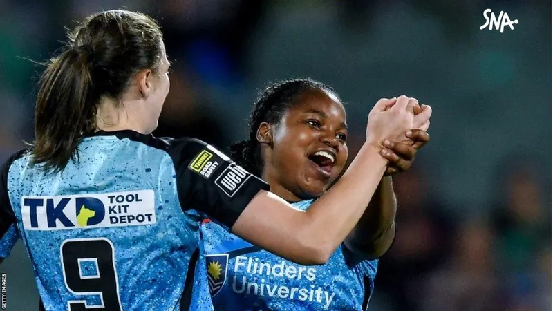Anesu Mushangwe celebrates with Adelaide in the WBBL — 2023 archive photo.