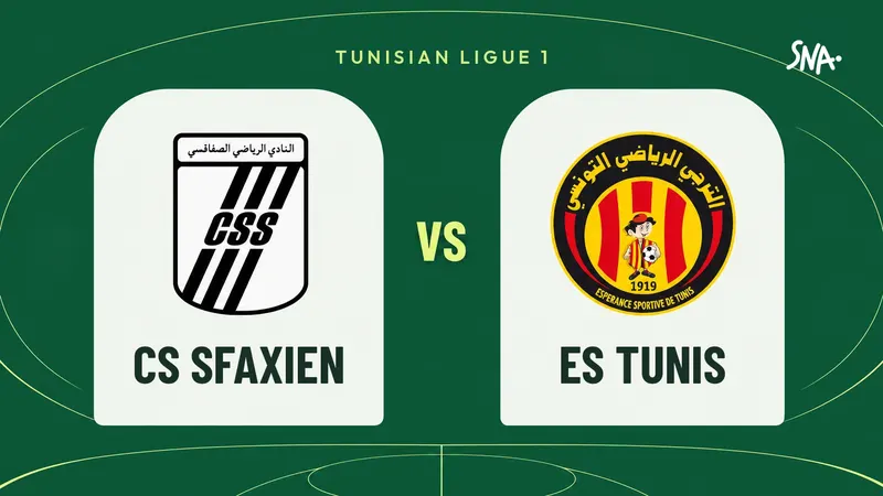 CS Sfaxien v ES Tunis poster, Tunisian Ligue 1, with both teams' crests.