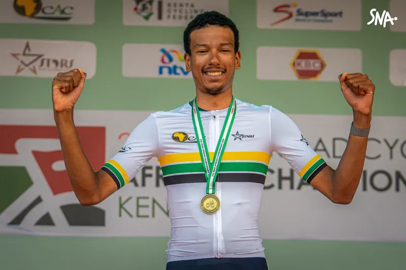 Neriah Meunier Sow aux Championnats d’Afrique de cyclisme sur route à Kisumu, au Kenya, en 2026. Photo : CAC.