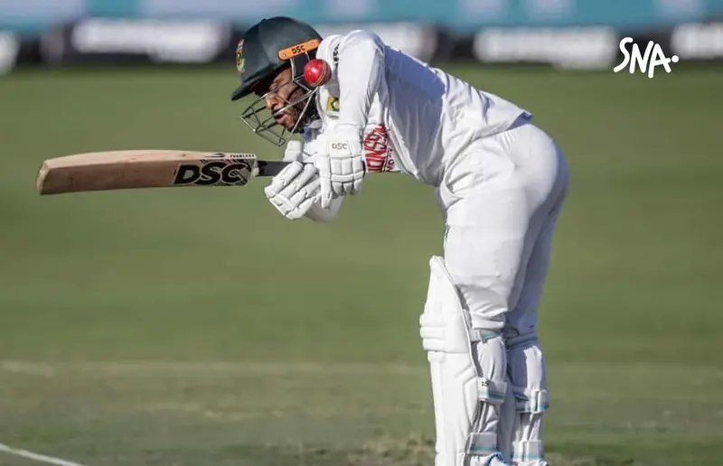 Temba Bavuma plays a shot on day two of the South Africa–Australia Test in Gqeberha.