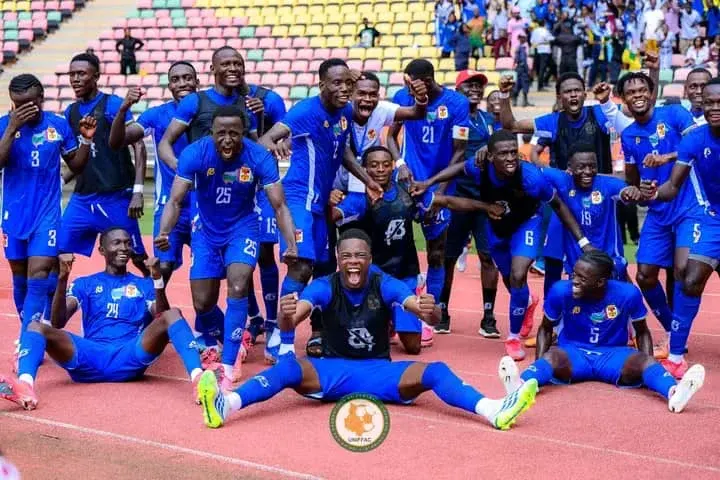 La joie des Fauves U20 centrafricains après leur qualification face au Congo au tournoi de l’UNIFFAC, à Yaoundé.