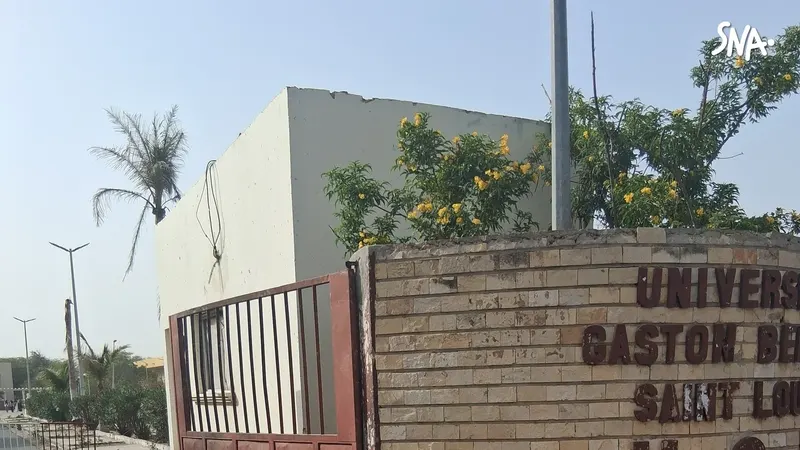 Entrance of Gaston Berger University, host venue of the Saint-Louis camp — file photo from 16 May 2026.