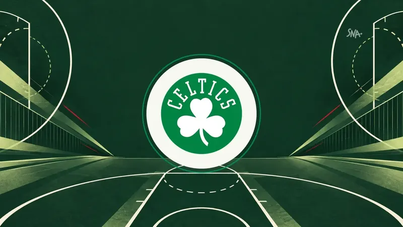 SNA illustration featuring the Boston Celtics logo and basketball court lines.