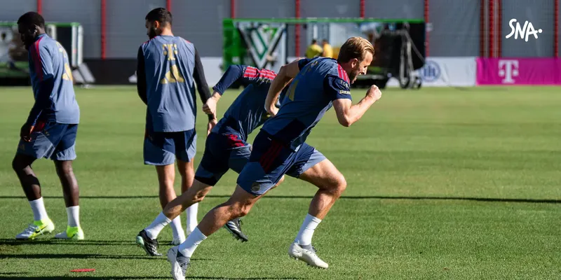 Les joueurs du Bayern à l’entraînement, le 16 octobre 2026, avant la réception de Leipzig.
