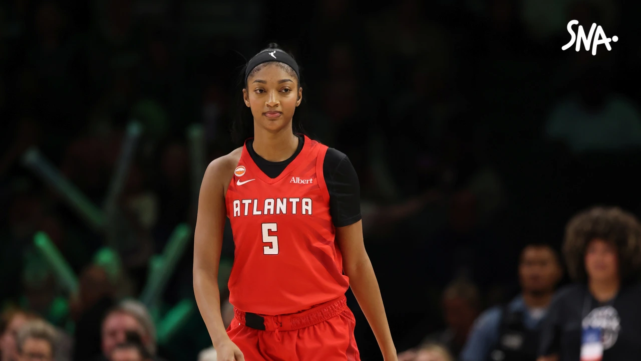 Angel Reese in an Atlanta jersey, file photo from 9 May 2026 in Minneapolis.