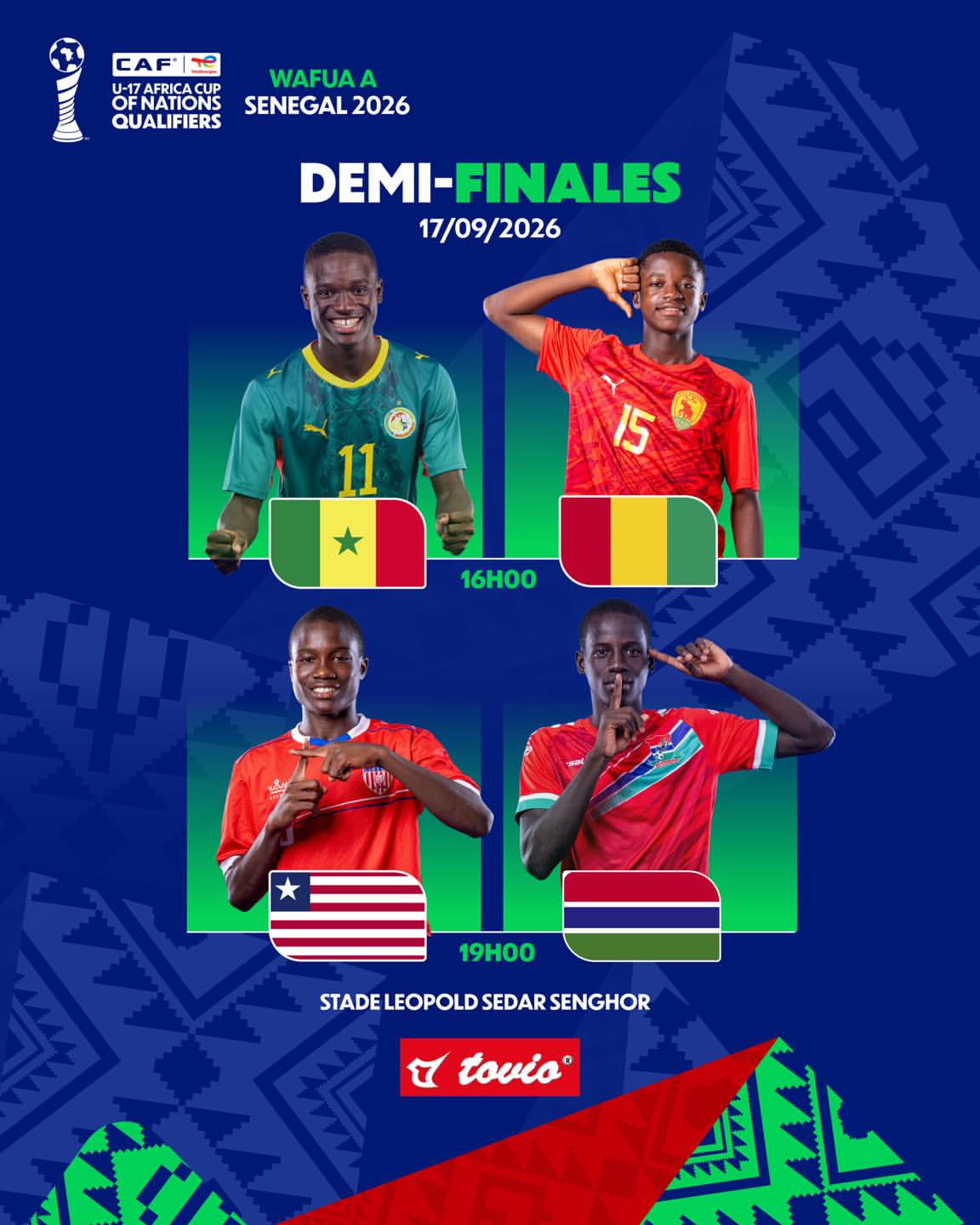 Les affiches des demi-finales du tournoi UFOA-A U17
