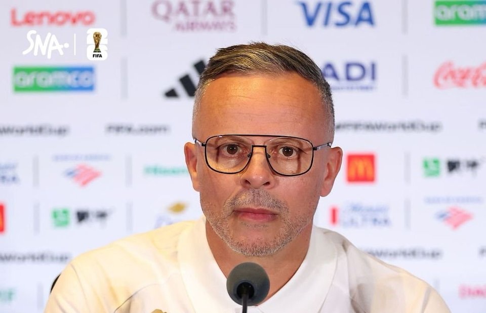 Mohamed Ouahbi en conf&eacute;rence de presse d&rsquo;avant-match contre l&rsquo;&Eacute;cosse.