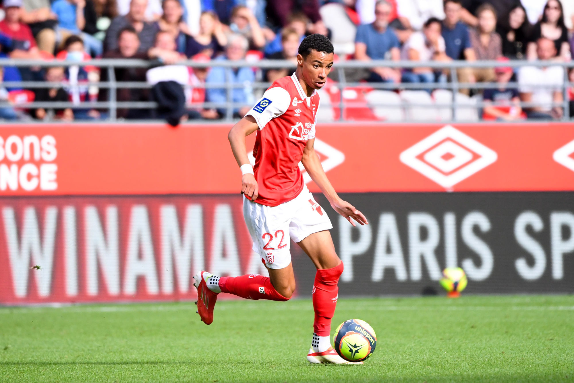 22 Hugo EKITIKE (sdr) during the Ligue 1 Uber Eats match between Reims and Nantes at Stade Auguste Delaune on September 26, 2021 in Reims, France. (Photo by Anthony Bibard/FEP/Icon Sport)