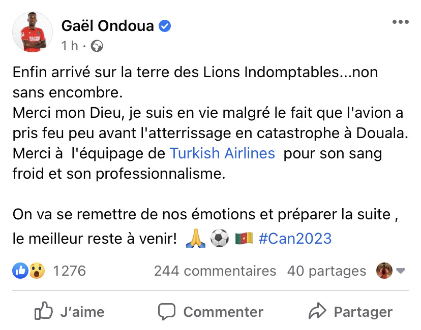 Gaël Ondoua échappe à un crash