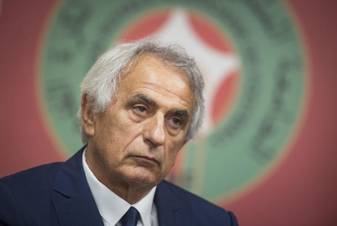 Bosnian coach Vahid Halilhodzic looks on during a press conference in the capital Rabat on August 15, 2019, after signing on as the new coach of the Moroccan national football. (Photo by FADEL SENNA / AFP)