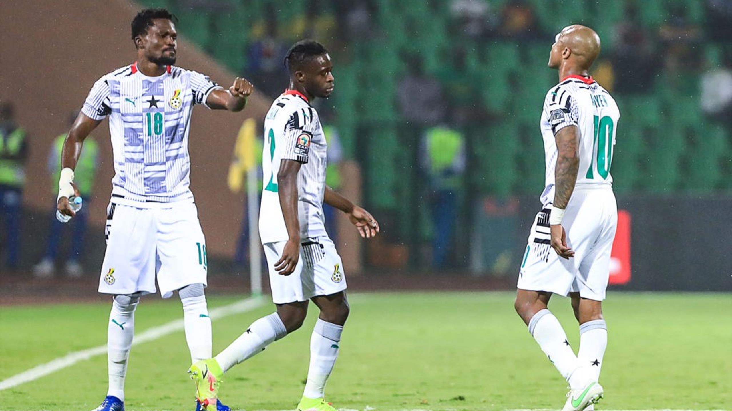 Le capitaine du Ghana, André Ayew (n°10), dépité, lors de la défaite (3-2) contre les Comores lors de la CAN 2021.