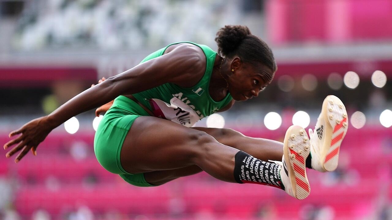 Tokyo 2020 Olympics - Athletics - Women's Long Jump - Final - Olympic Stadium, Tokyo, Japan - August 3, 2021. Ese Brume of Nigeria in action REUTERS/Aleksandra Szmigiel