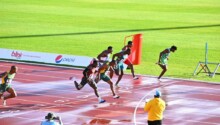 Finale 100m championnats d'Afrique athlétisme Ile Maurice