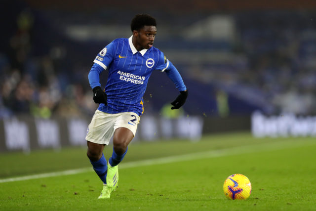 BRIGHTON, ENGLAND - DECEMBER 07: Tariq Lamptey of Brighton and Hove Albion in action during the Premier League match between Brighton & Hove Albion and Southampton at American Express Community Stadium on December 07, 2020 in Brighton, England. (Photo by Naomi Baker/Getty Images)