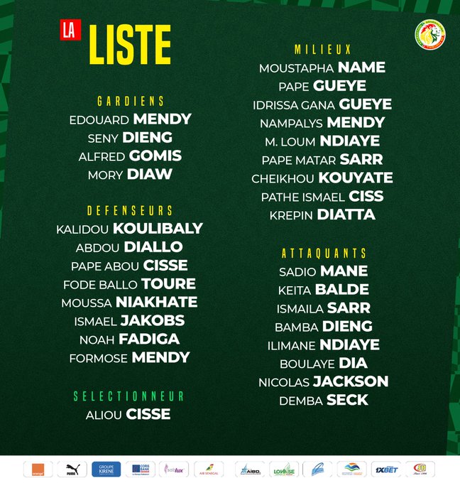 Senegal World Cup squad: FIFA World Cup Qatar 2022™