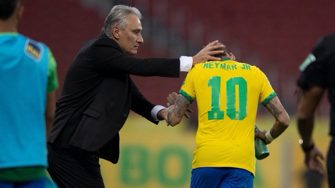 Tite et son meneur de jeu Neymar
