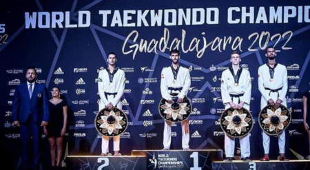 Taekwondo Le podium chez les moins de 74 kg