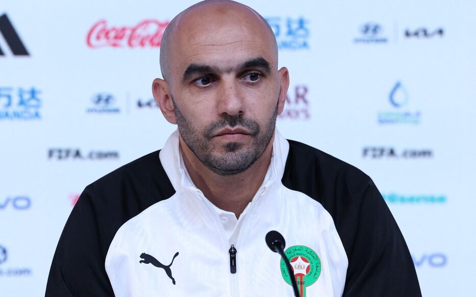 Morocco's coach Walid Regragui attends a press conference at the Qatar National Convention Center (QNCC) in Doha, on November 22, 2022, on the eve of their Qatar 2022 World Cup football match between Morocco and Croatia. (Photo by FADEL SENNA / AFP)