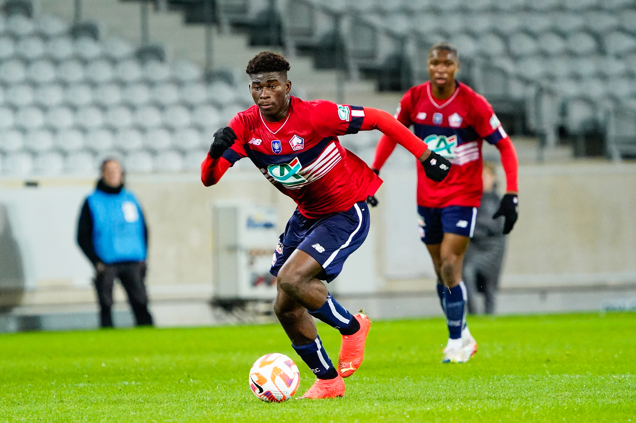 Carlos BALEBA of Lille during the French Cup match between Lille and Troyes on January 8, 2023 in Lille, France. (Photo by Sandra Ruhaut/Icon Sport)