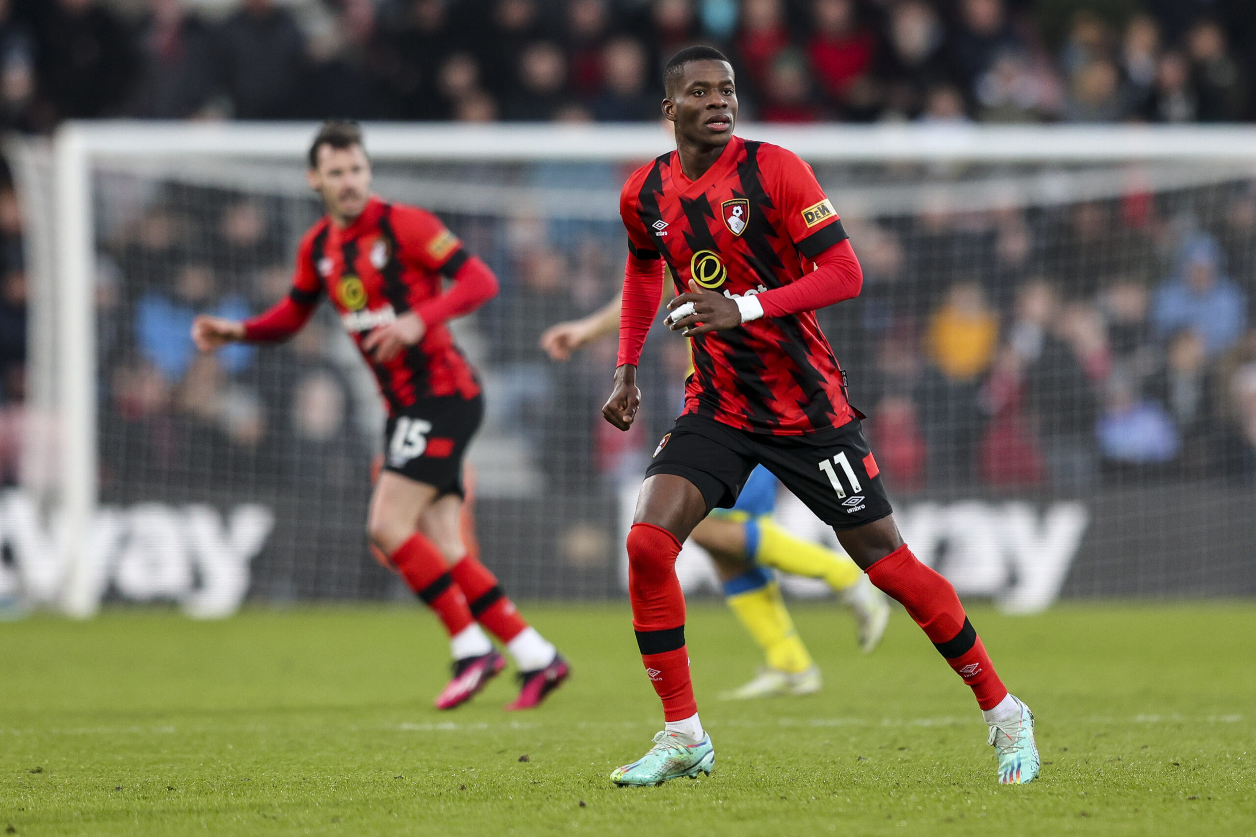 BOURNEMOUTH, ENGLAND - JANUARY 21: Dango Ouattara of Bournemouth during the Premier League match between AFC Bournemouth and Nottingham Forest at Vitality Stadium on January 21, 2023 in Bournemouth, England. (Photo by Robin Jones - AFC Bournemouth/AFC Bournemouth via Getty Images)