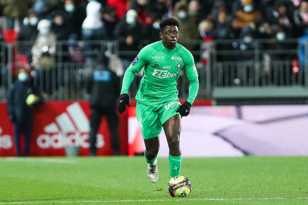 Saidou SOW of Saint Etienne during the Ligue 1 Uber Eats match between Brest and Saint-Etienne at Stade Francis-Le Ble on December 1, 2021 in Brest, France. (Photo by Maxime Le Pihif/Icon Sport)