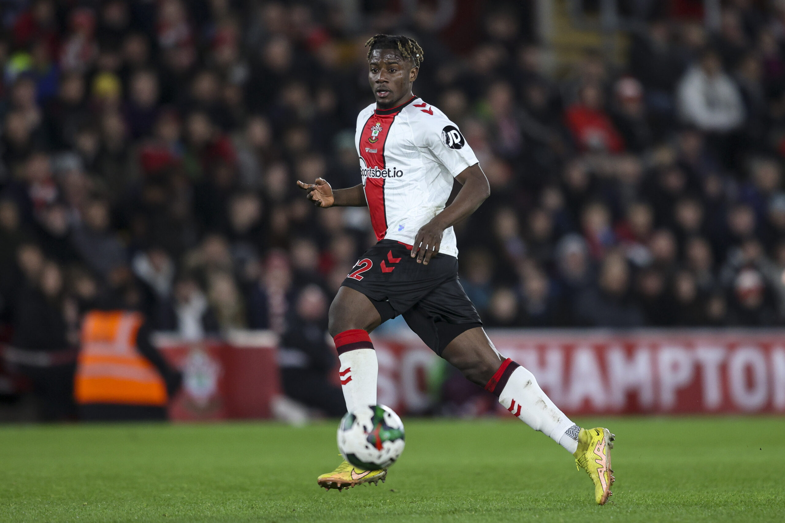 SOUTHAMPTON, ENGLAND - JANUARY 11: Mohammed Salisu of Southampton during the Carabao Cup Quarter Final match between Southampton v Manchester City at St Mary's Stadium on January 11, 2023 in Southampton, England. (Photo by Robin Jones/Getty Images)