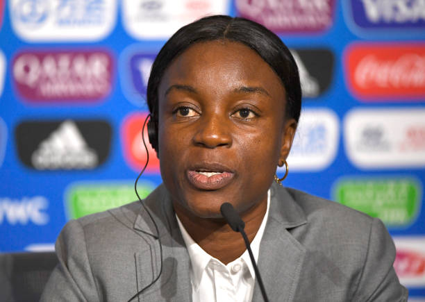 LYON, FRANCE - JULY 05: FIFA Technical Study Group Member Clementine Toure during a FIFA Technical Study Group Press Conference at Stade de Lyon on July 05, 2019 in Lyon, France. (Photo by Bob Thomas/Popperfoto via Getty Images)