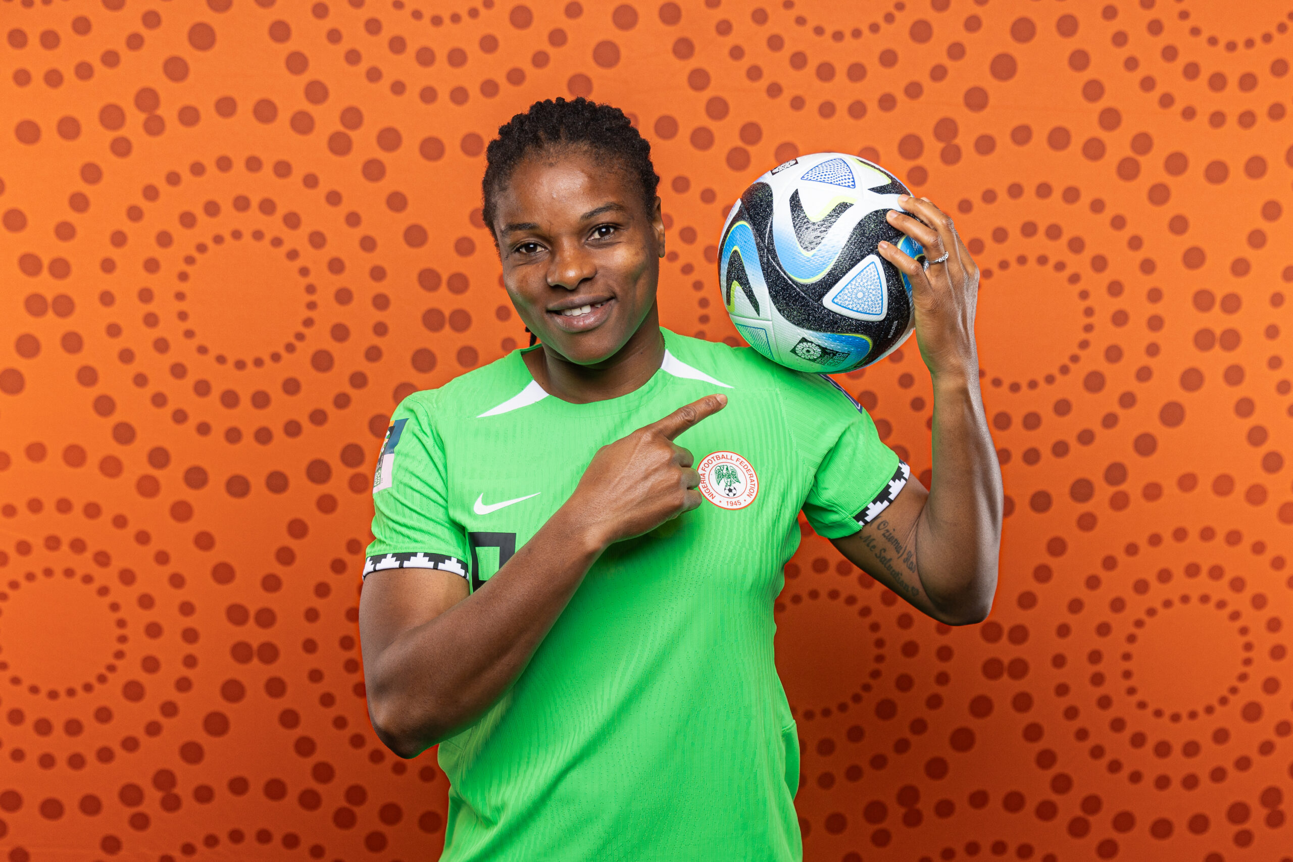 BRISBANE, AUSTRALIA - JULY 16: Desire Oparanozie of Nigeria poses for a portrait during the official FIFA Women's World Cup Australia & New Zealand 2023 portrait session on July 16, 2023 in Brisbane, Australia. (Photo by Chris Hyde - FIFA/FIFA via Getty Images)