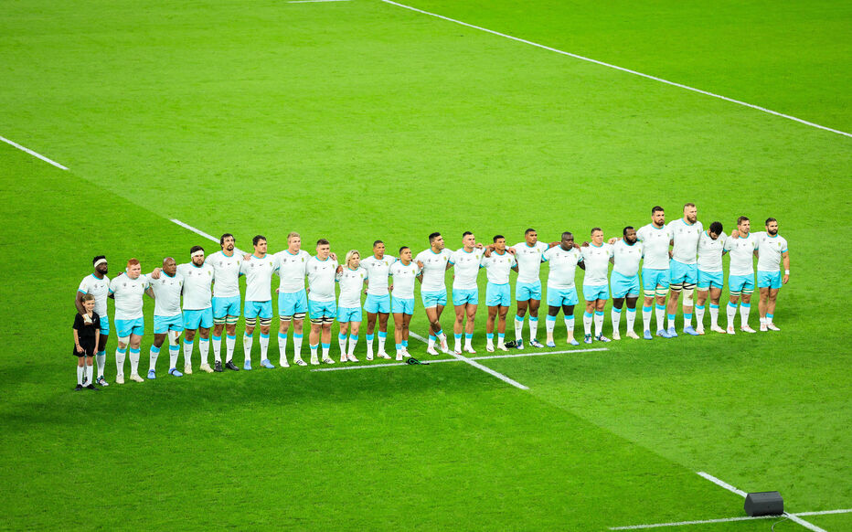 Team South Africa during national anthem of the Rugby World Cup Pool 2 match between South Africa and Ireland at Stade de France on September 23, 2023 in Paris, France. Photo by Baptiste Paquot/ABACAPRESS.COM - Photo by Icon sport