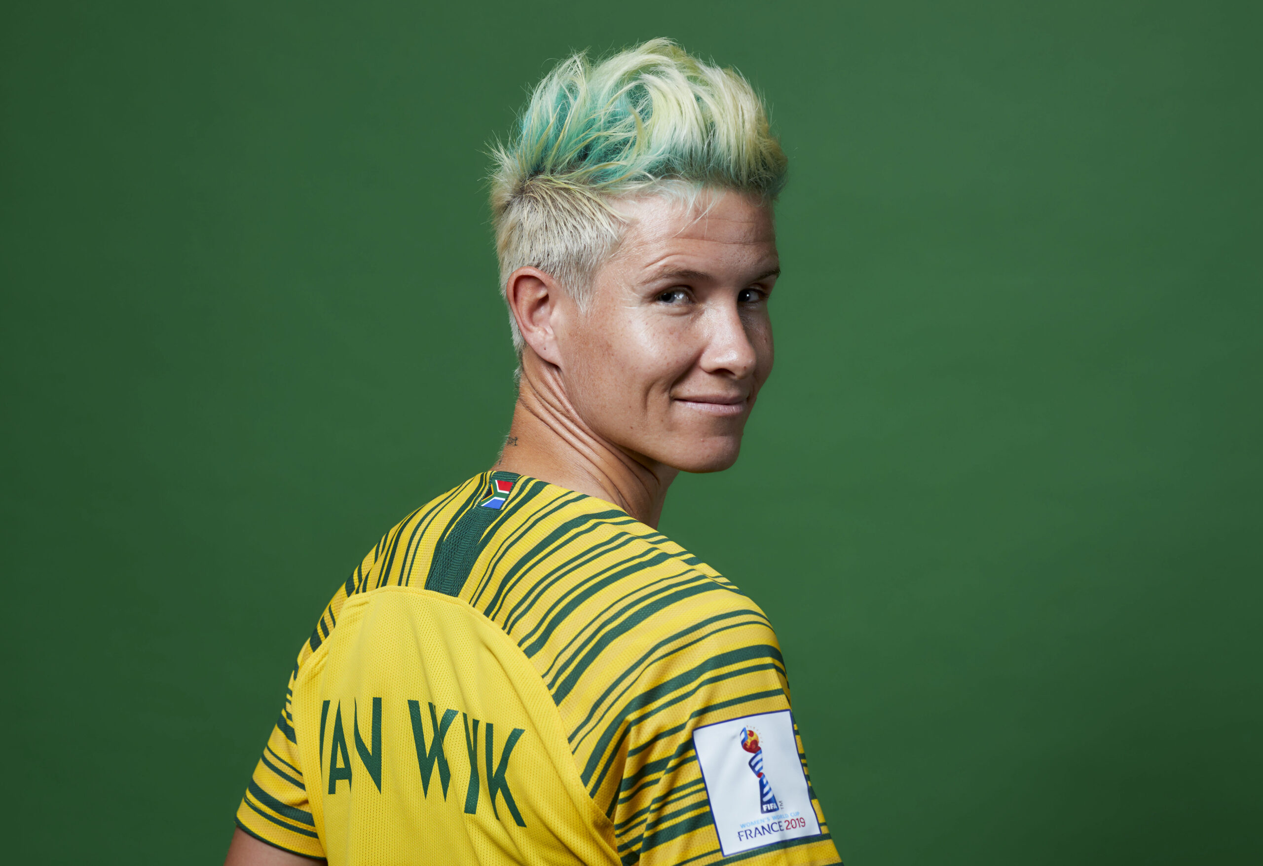 LE HAVRE, FRANCE - JUNE 05: Janine Van Wyk of South Africa poses for a portrait during the official FIFA Women's World Cup 2019 portrait session at Royal Barriere Hotel on June 05, 2019 in Le Havre, France. (Photo by Adam Pretty - FIFA/FIFA via Getty Images)