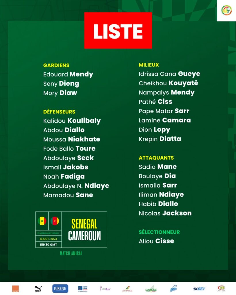Mamadou Sané convoqué par Aliou Cissé contre le Cameroun