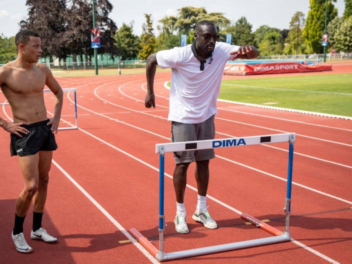Athlétisme Sasha Zhoya et Ladji Doucouré à l'entraînement