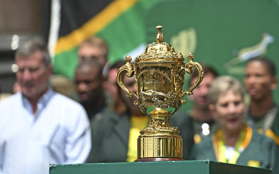 The Web Ellis Trophy during the 2023 Rugby World Cup South Africa Trophy Tour through Cape Town on the 3 November 2023 - Photo by Icon sport