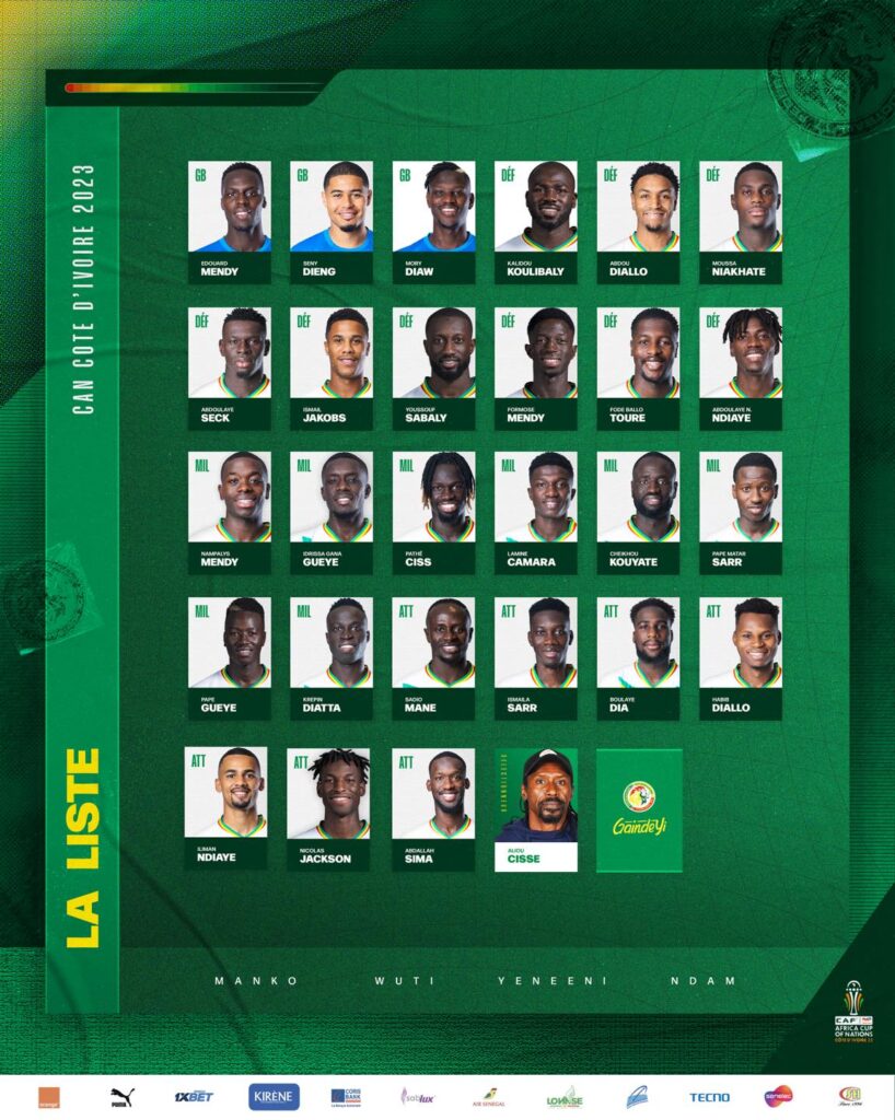Liste des 27 joueurs du Sénégal CAN 2023