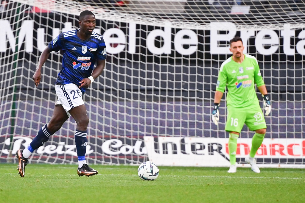Opa SANGANTE of Dunkerque during the Ligue 2 BKT match between Guingamp and USL Dunkerque at Stade du Roudourou on August 12, 2023 in Guingamp, France. (Photo by Anthony Dibon/Icon Sport)