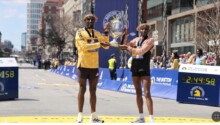 Sisay Lemma et Hellen Obiri, marathon de Boston