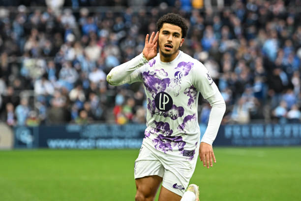 07 Zakaria ABOUKHLAL (tfc) during the Ligue McDonald's match between Le Havre and Toulouse at Stade Oceane on February 23, 2025 in Le Havre, France. (Photo by Christophe Saidi/FEP/Icon Sport via Getty Images)