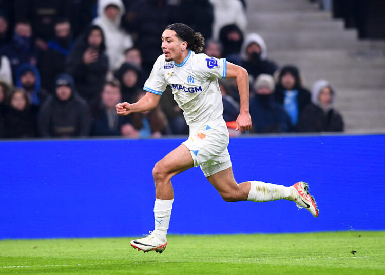 34 Bilal NADIR (om) during the Ligue 1 Uber Eats match between Olympique de Marseille and Racing Club de Strasbourg Alsace at Orange Velodrome on January 12, 2024 in Marseille, France. (Photo by Philippe Lecoeur/FEP/Icon Sport)   - Photo by Icon Sport